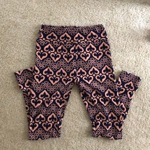 Blue and pink patterned leggings